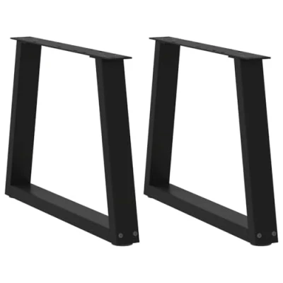 Image de vidaXL Pieds de Table à Manger Forme V 2 pcs Noir 60x(42 43,3) cm Acier, Pied Table, Manger, sur