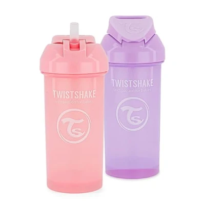 Image de Twistshake 2x Biberon Anti Colique Avec Récipient Pour Lait En Poudre Et Mélangeur 330ml Tétine Silicone À Écoulement Rapide Sans BPA 4+ Mois Rose