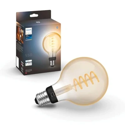 Image de Philips Hue White Ambiance, ampoule LED connectée E27 Filament G93 Globe, compatible Bluetooth, fonctionne avec Alexa, Google Assistant et Apple Homekit