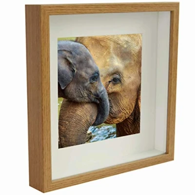 Image de BD ART 28 x cm Box 3D Cadre Photo avec Passe Partout 20 cm, Chêne