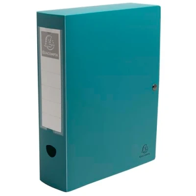 Image de Exacompta Réf. 89370E Carton de 6 boîtes classement avec fermeture à pression Skandi en PP recyclé rigide dos 8 cm dim 25 x 33 pour A4 couleurs assorties