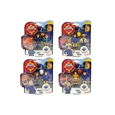 Image de Simba Sam Le Pompier Set Deux Personnages articulés 7,5 cm, avec Accessoires Assortis, 3 Ans, 109251043038, Multicolore, Piccolo