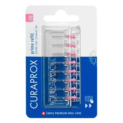 Image de Curaprox Interdentalbürsten CPS 08 prime, Refill, 8 Stück, pink, 0.8 mm Durchmesser, 3.2 Wirksamkeit, Nachfüllpackung, ohne Halter