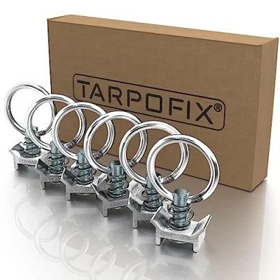 Image de Tarpofix® Anneaux de raccord pour rail d&#039;avion (6 pcs) avec aérien capacité charge 900 daN (900kg) Ferrure simple rails d&#039;arrimage Œillets vol sécuriser la