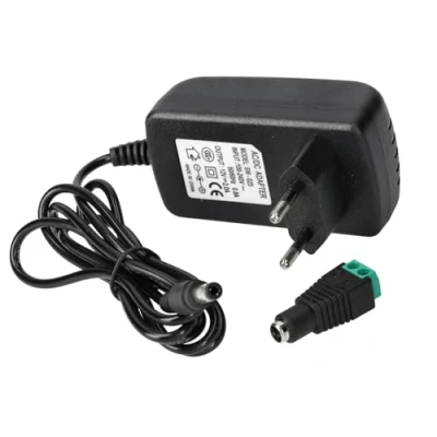 Image de Jandei Transformateur d&#039;alimentation enfichable 110/220V AC à 12V DC 24W 2A, câble 1m et connecteur Femelle. Installation intérieure IP20, pour Bande LED, néon ou appareils Basse Tension