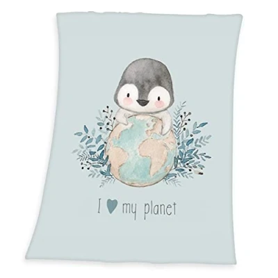 Image de Herding Couverture Moelleuse Pingouin en Microfibre, 75x100 cm, 100% Polyester