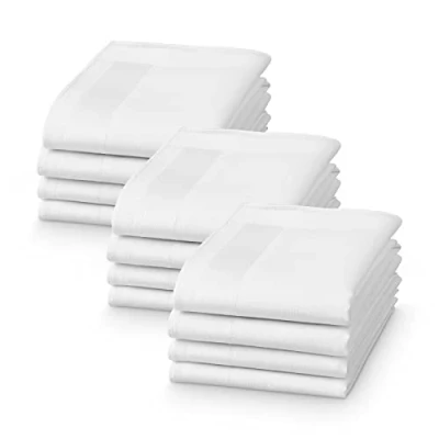 Image de JEMIDI 12x Mouchoir en tissu Lot de 12 mouchoirs 28,5 x cm réutilisables coton Lavables machine et compatibles avec sèche linge