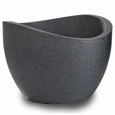 Image de Scheurich 53380 250/40 Wave Globe Pot de Fleurs Plastique Granit Noir 40 x 30 cm
