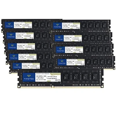 Image de Timetec Hynix IC DDR3L 1600MHz PC3 12800 Unbuffered Non ECC 1.35V CL11 1Rx8 Single Rank 240 Pin UDIMM Bureau Mémoire RAM Module Upgrade (80GB Kit (10x8GB))
