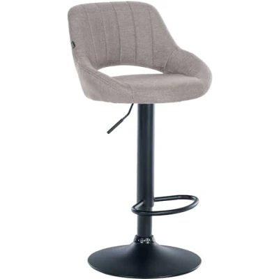 Image de CLP Tabouret De Bar Milet en Tissu I Chaise Haute Bistrot avec Repose Pieds Et Pied Métal Pivotant Réglable, Couleur:Gris, Couleur du Cadre:Noir