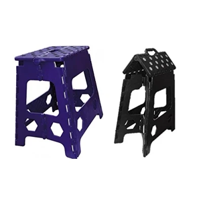 Image de Hippotonic Tabouret/Marche Pied Pliant Noir/Gris 28,5x21,5x39cm
