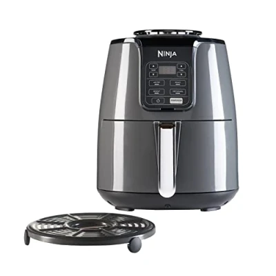 Image de NINJA Air Fryer, 3,8L, 4 en 1, Sans Huile, Frire à l&#039;air, Rôtir, Déshydrate, Panier Antiadhésif Compatible Lave Vaisselle, 2 Portions, Digitale, Gris et Noir, AF100EU