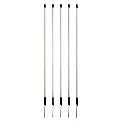 Image de horizont strongLine Lot de 5 piquets en fibre verre 90 cm haut 13 mm diamètre avec pointe unique Piquet rechange blanc pour clôtures à moutons et autres électriques