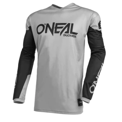 Image de O&#039;NEAL Maillot Motocross Enduro Matière Respirante, Protection rembourrée des Coudes, conçu pour Une liberté de Mouvement maximale Element Threat Adulte Gris/Noir Taille S