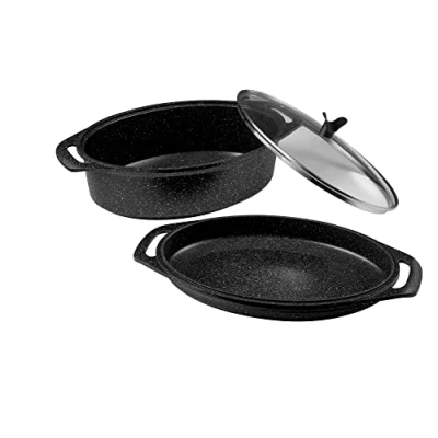Image de Pradel Excellence 52801M Cocotte Ovale &quot;Façon Pierre&quot;, Set de 3 Pièces, tous Feux dont Induction
