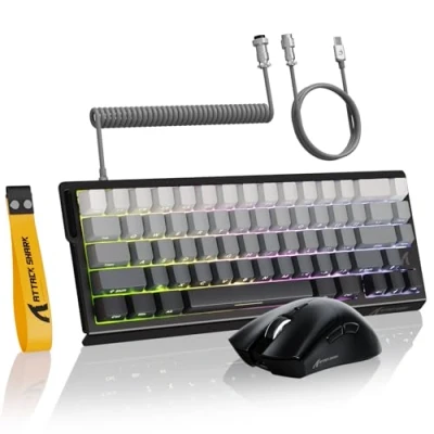 Image de MAMBASNAKE ATTACK SHARK X68 HE à Déclenchement Rapide Clavier, Souris R1 et Câble Spiralé 8KHz Combos, Précision RT 0,01mm, Clavier Magnétique 8KHz, de Jeu Sans Fil R1,pour PC/Mac Moonlit Night