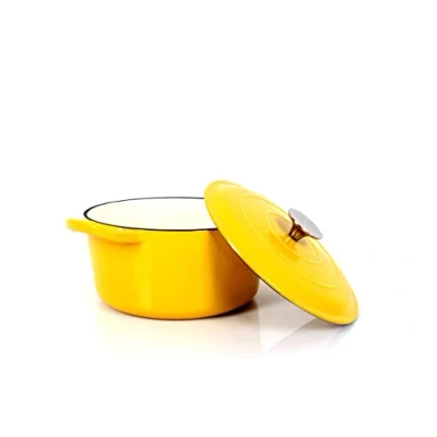 Image de ECHTWERK Cocotte en fonte avec revêtement émaillé, Marmite à pain, Pour four, grill et induction, jaune, 3,5 L, Ø 22,5 cm