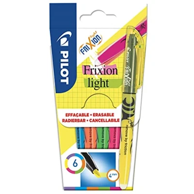 Image de PILOT FriXion Light, 1 Jaune, Rose, Vert, Bleu, Orange, Violet, 6 Unité (Lot de 1)