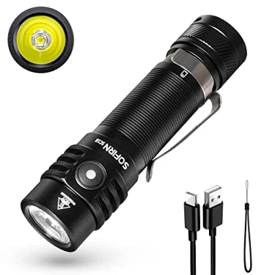 Image de sofirn SC18 Lampe de poche Led Torche Ultra Puissante 1800 Lumens Portée d&#039;éclairage 217 m, Rechargeable Portable par Type C,IP68 Étanche, 6 Modes, pour le Camping, D&#039;urgence