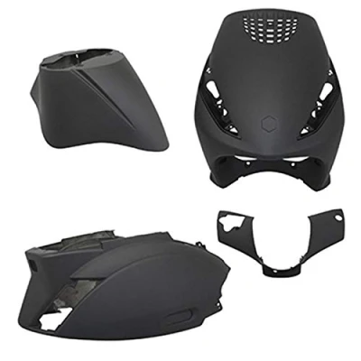 Image de carrosserie carenage scoot compatible avec piaggio 50 zip 2000+ noir mat (kit 4 pieces) p2r