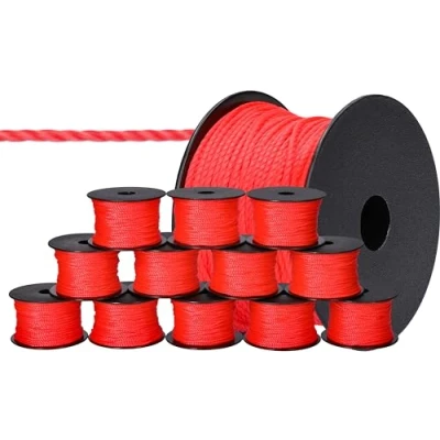 Image de ToolSpace 12x cordeau de maçon 50m x 1.7mm Rouge Soie polypropylène d&#039;alignement d&#039;aplomb Pavage résistant Durable &amp; indéchirable pour Niveau à Bulle