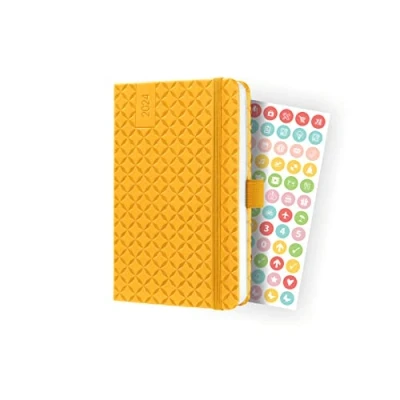 Image de SIGEL J4116 Jolie Agenda semainier 2024, couverture rigide, 9,5 x 15 cm, 174 pages, jaune