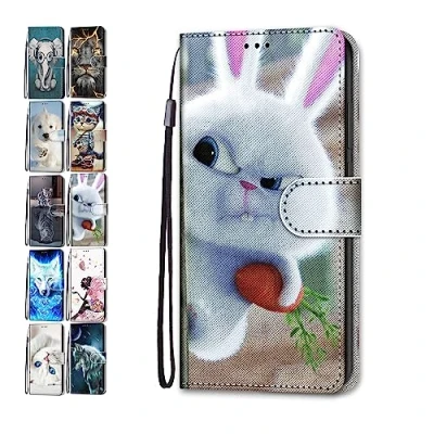 Image de Portefeuille Coque pour Samsung Galaxy A15 5G Cuir Flip Case Cover Motif avec Fentes de Carte Pochette a Rabat Protecteur Etui Housse Lapin