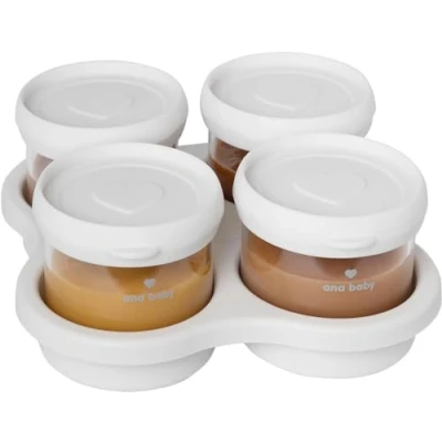 Image de Lot de 4 récipients hermétiques en verre qualité supérieure avec couvercles silicone pour le sevrage, passent au lave vaisselle, congélateur et four 120 ml