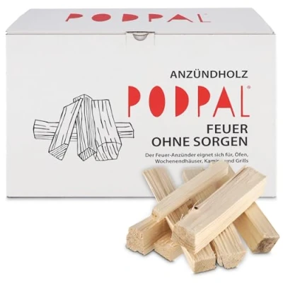 Image de PODPAL bois d&#039;allumage naturel en copeaux d&#039;épicéa secs Environ 5 kg de chauffage et cheminée Idéal comme allume feu, barbecue feu