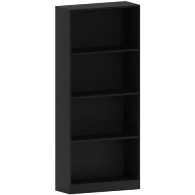Image de Vida Designs Cambridge Grande bibliothèque à 4 Niveaux en Bois Noir, Hêtre, 140 x 60 24 cm
