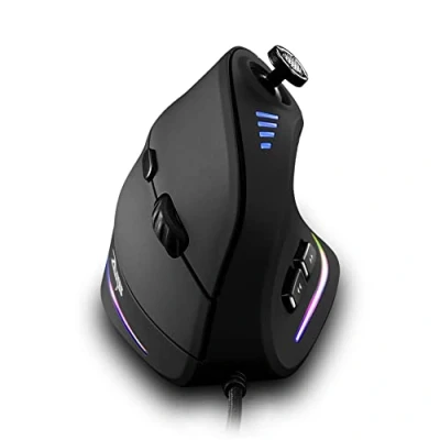 Image de zelotes souris de jeu verticale avec joystick, 10 000 DPI, 11 boutons programmables, d&#039;ordinateur filaire USB, optique pour ordinateur portable, PC, Mac