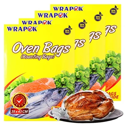 Image de WRAPOK Sacs Cuisson Petit Four et Micro Ondes 20 (35 x 43 cm) pour la Viande de Poulet à Dinde Poisson volaille Poissons Fruits mer