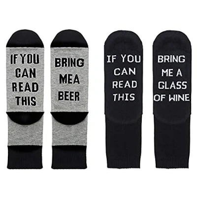 Image de BJ SHOP If You Can Read This Bring Me A Glass of Wine,If Beer Chaussettes Longues en Coton Homme Femmes