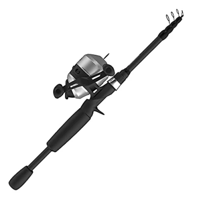 Image de Zebco Moulinet Spincast 33 et Canne à pêche télescopique, Extensible de 57 cm 1,8 m, Anti Retour Quickset avec Alerte Morsure, argenté/Noir