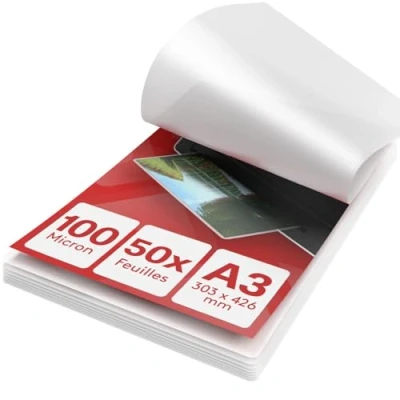 Image de ACROPAQ 50 Feuilles plastifieuses A3 100 mic, pochettes, Brillantes, Qualité supérieure, Coins arrondis