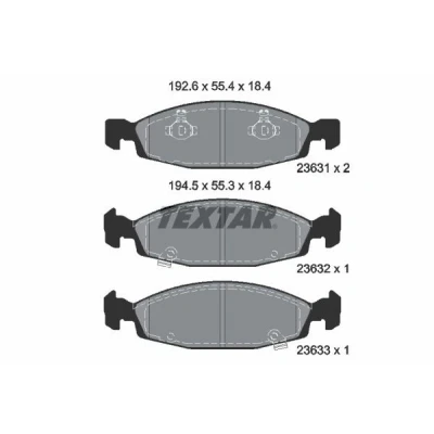 Image de TEXTAR 2363101 Jeu de plaquettes frein avec indicateur d&#039;usure JEEP: GRAND Cherokee 2, II