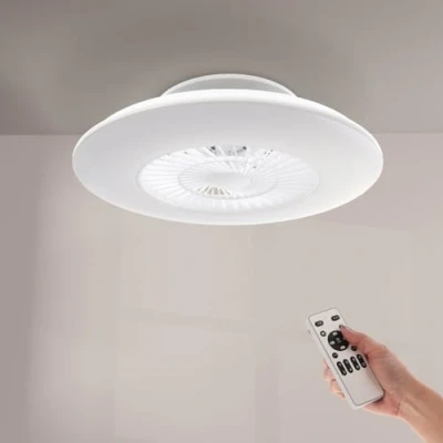 Image de M mimotec Ventilateur de plafond Led Withline avec lumière et télécommande, économie d&#039;énergie, moteur AC, 3 vitesses différentes, 5 pales, APP, mode été hiver, ultra silencieux. LM8084