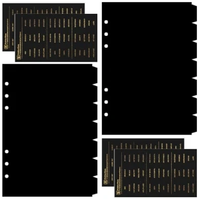 Image de DY.2ten 14 feuilles Noir Intercalaires A5 Plastique,Pour Classeur 6 Anneaux,Séparateurs Planificateur,Séparateur Onglet de Page d&#039;index pour le Carnet Notes(21cm x 14.2cm)