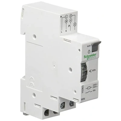 Image de Schneider Electric 15363 Minuterie Réglable, 20 mm Largeur, 95 Hauteur, 70 Profondeur, 16 A, 230V, Blanc