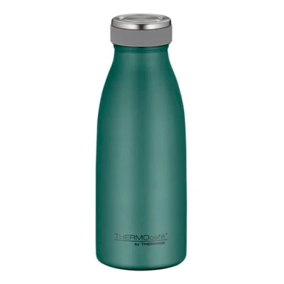 Image de THERMOcafé by THERMOS TC BOTTLE Bouteille isotherme en acier inoxydable résistant aux boissons gazeuses Vert mat 0,35 l 12 h chaud 24 froid Anti fuite Pour l&#039;école, les déplacements et le bureau