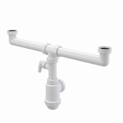 Image de Alcaplast A448P Siphon d&#039;évier double Blanc