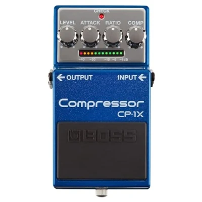 Image de Pédale Compressor CP 1X BOSS, un compresseur de guitare nouvelle génération utilisant la technologie évoluée MDP BOSS pour préserver l&#039;expressivité musicale