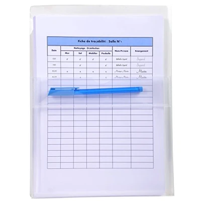 Image de Exacompta Réf. 56300E Sachet de 2 Pochettes adhésives à soufflet 28mm Pour ranger documents et catalogues... Charge jusqu&#039;à 1,5kg En PP lisse Format classer A4 Coloris cristal