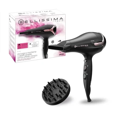 Image de Bellissima Sèche Cheveux Ionique S9 2300W Pour Lisses et Ondulés 2 Vitesses, 3 Températures, 8 Combinaisons de Flux d’Air/Température Concentrateur + Diffuseur Design Ergonomique