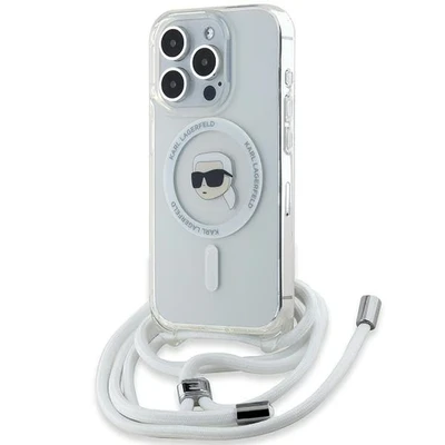 Image de Étui Karl Lagerfeld pour iPhone 15 Pro 6.1 étui rigide transparent Crossbody IML Head Magsafe Neuf