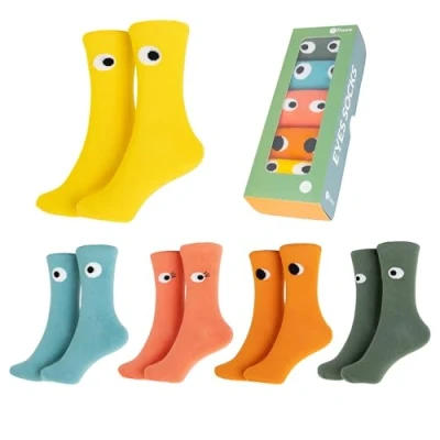 Image de Fisura Chaussettes à yeux rigolos. Lot de 5 unisexes amusantes. originales pour hommes. en coton imprimé. Taille unique.