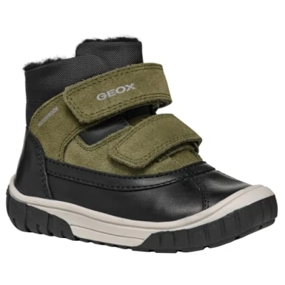 Image de Geox OMAR BOY WPF Bottes de neige pour enfants, Taille: 21, Black/dark green Cuir et textile