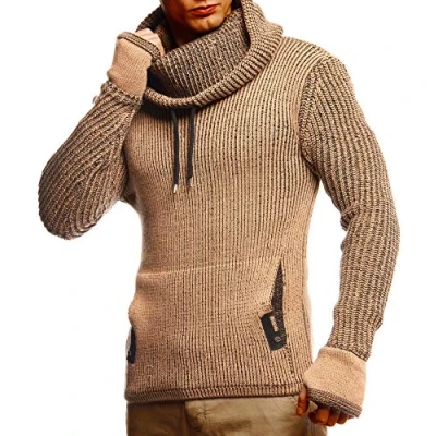 Image de Leif Nelson Pull en tricot avec col pour homme d&#039;hiver de qualité supérieure Coupe droite Idéal un look décontracté Disponible plusieurs tailles et couleurs, Marron écru., M