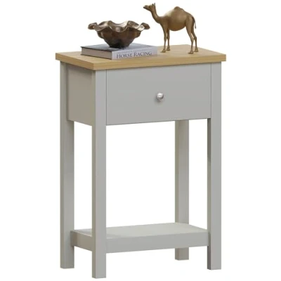 Image de Vida Designs Arlington Table Console à 1 tiroir, Bois d&#039;ingénierie, Gris et chêne, H 74 x l 50 P 30 cm