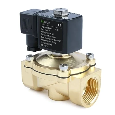 Image de U.S. Solid Électrovanne en laiton G 1&quot; 220 V AC normalement fermée NC 10 bar, vanne électrique pour eau, air, diesel, kérosène, essence